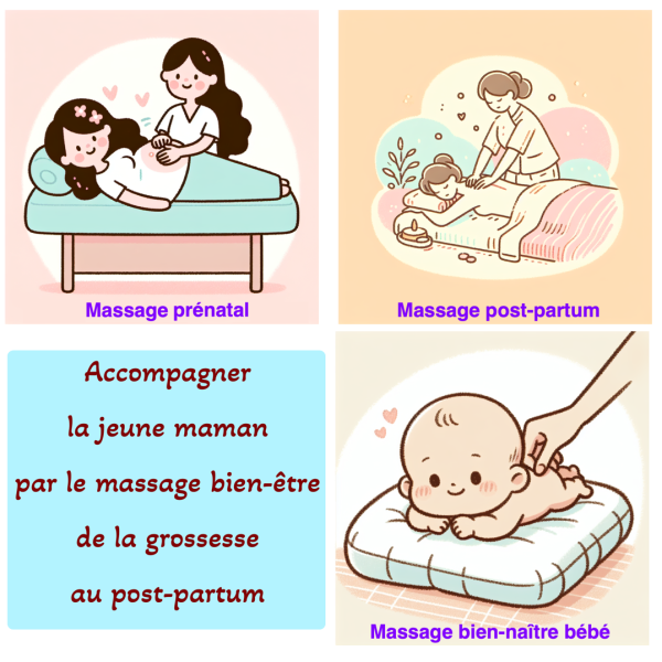 Accompagner la jeune maman par le massage bien-être de la grossesse au post-partum